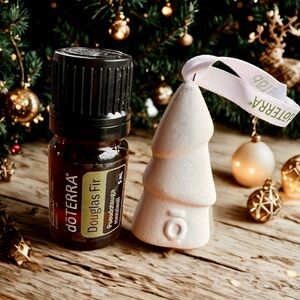 doTERRA Douglas Fir 5ml (2027 Exp) + Ceramic Christmas Tree Ornament Set